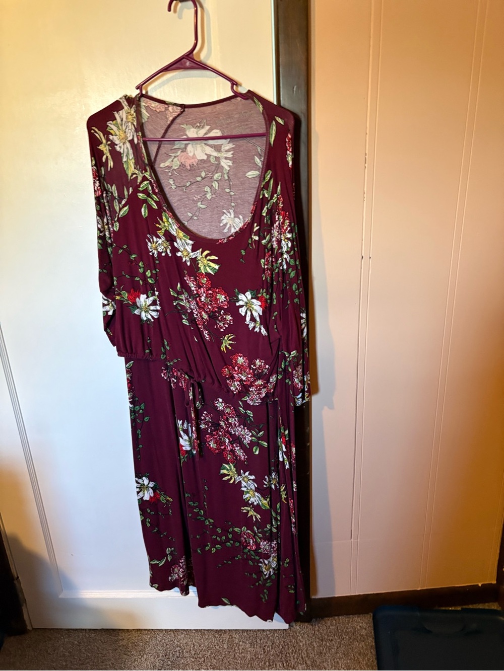 Latched Mama Burgundy Floral Midi Dress